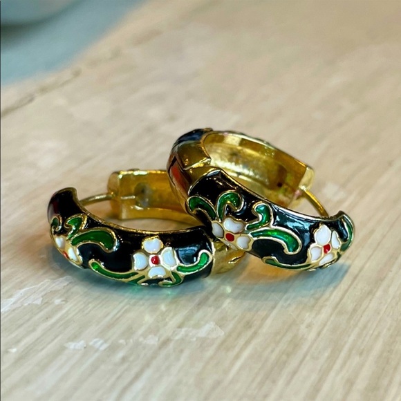 Anthropologie Jewelry - Anthropologie Cloisonné Hoop Earrings